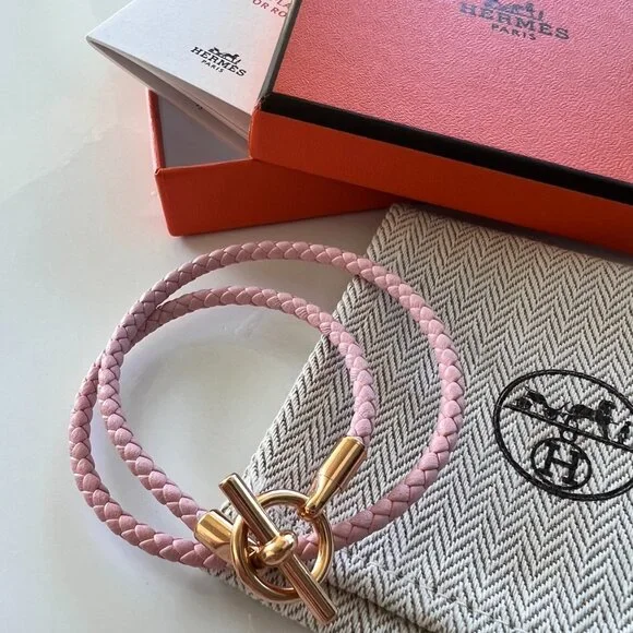 Hermès Glenan Double Tour Pink Bracelet, Women's, Leather